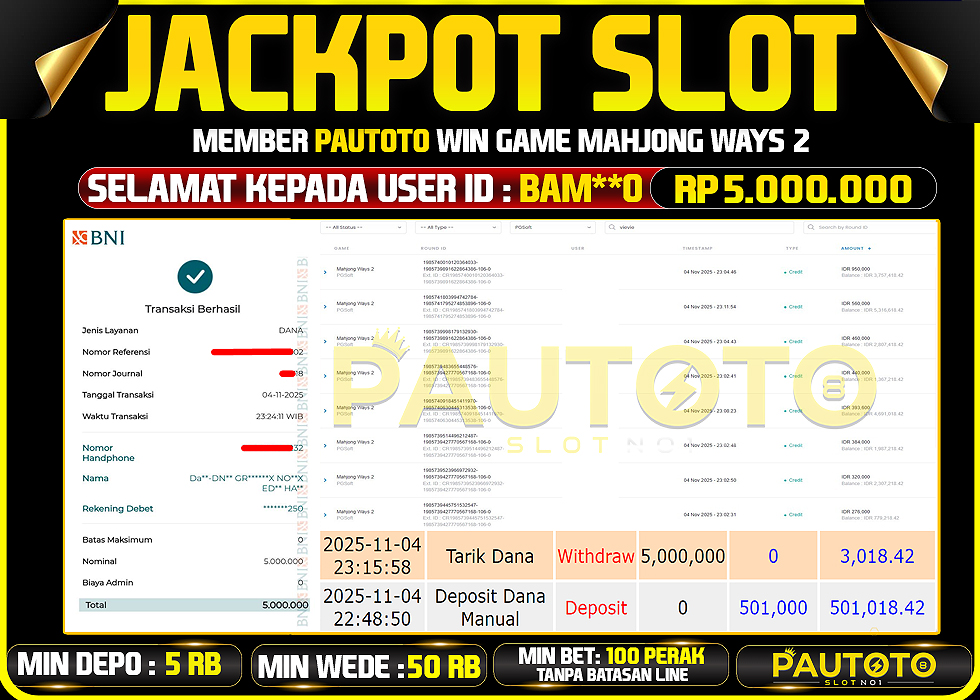 BUKTI JACKPOT LUNAS PAUTOTO