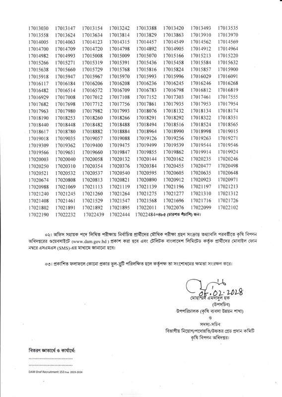 download the Department of Agricultural Marketing (DAM) Exam Result Notice 2024