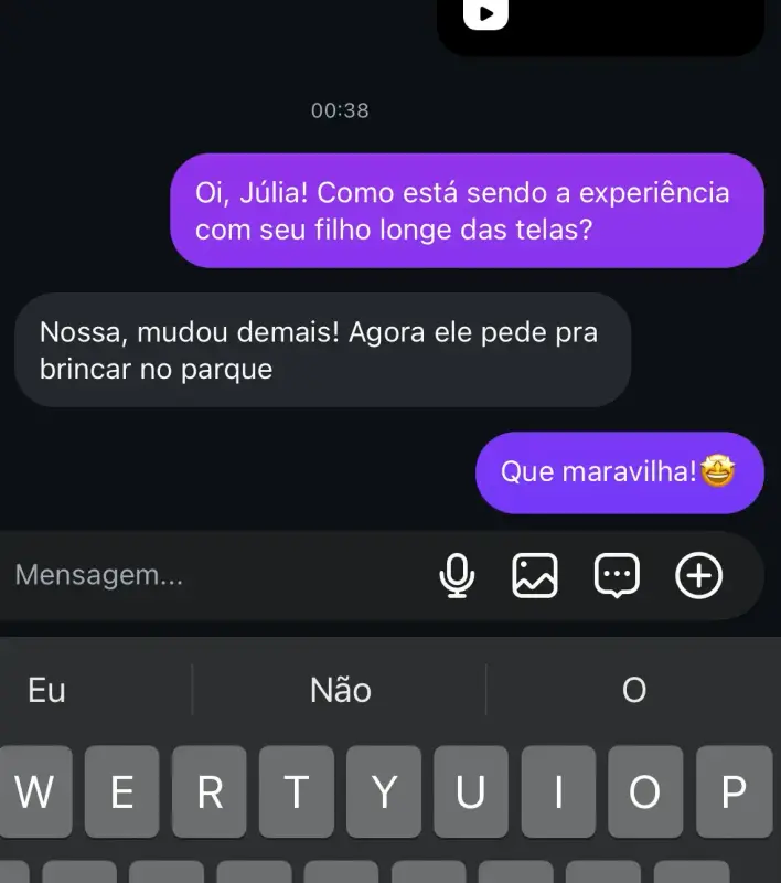 Feedback positivo de cliente sobre atividades PlaySpark