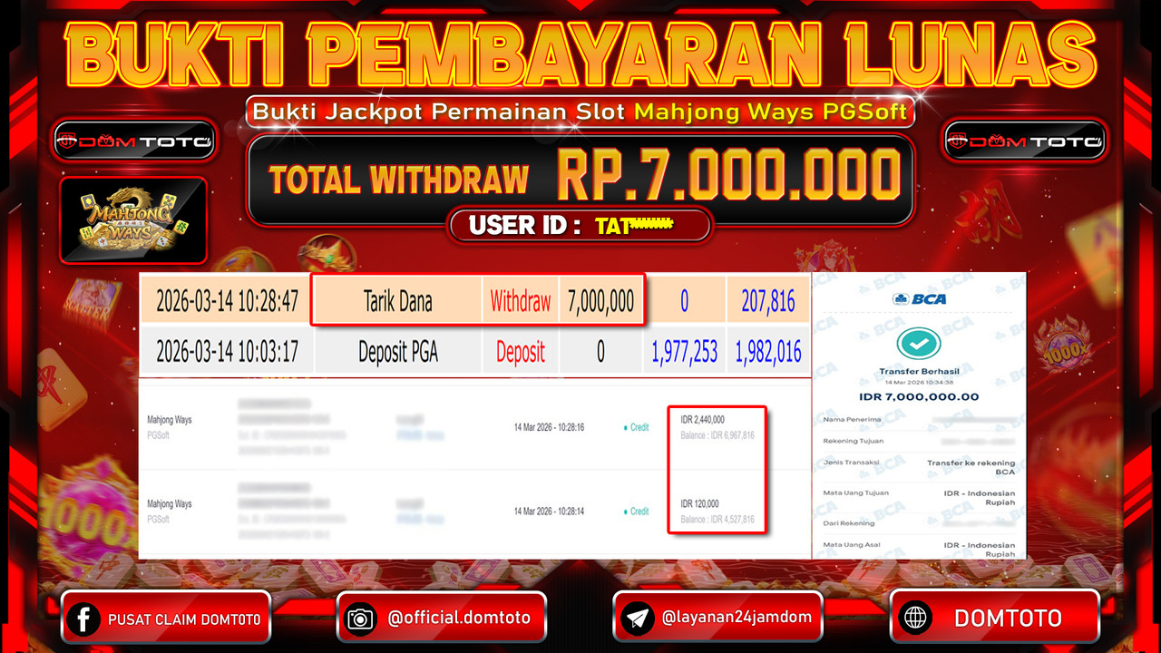 JACKPOT SLOT Mahjong Ways PGSoft 14 MARET 2026