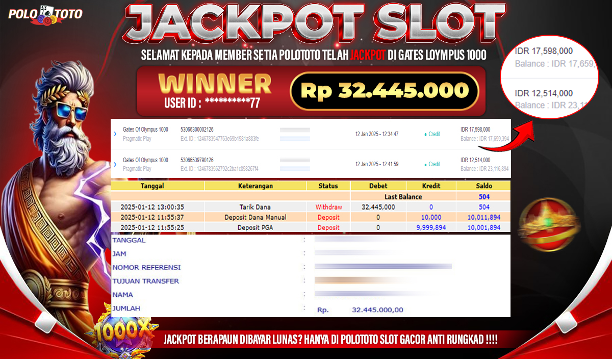 POLOTOTO JACKPOT SLOT SWEET BONANZA Rp.32.445.000,- 