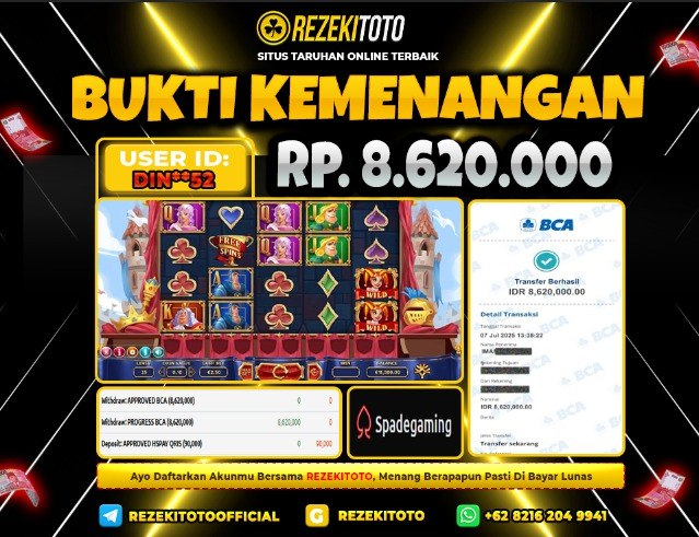 BUKTI KEMENANGAN 07 JULI 2025 ROYALE HOUSE 8 JUTA 