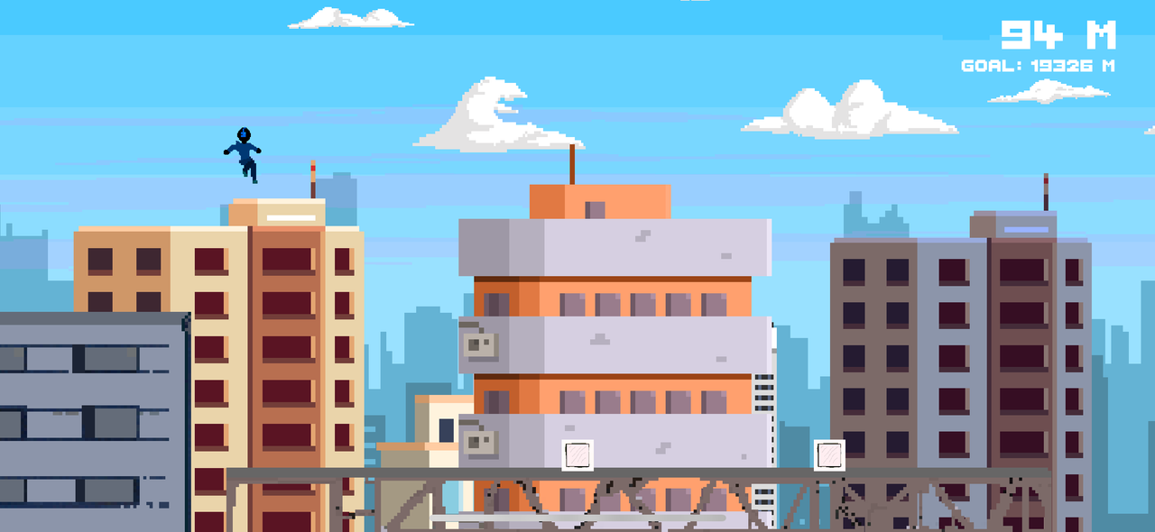 EverStride mobile game—lo-fi rooftop scene