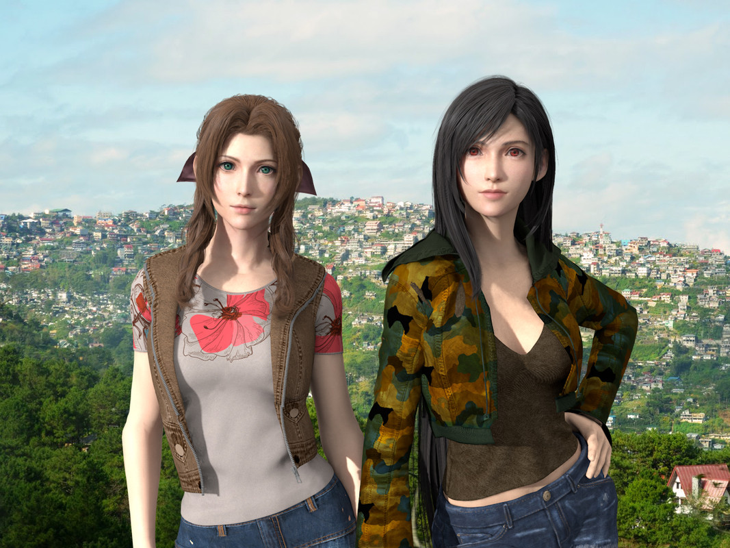 Tifa and Aerith in casual clothing