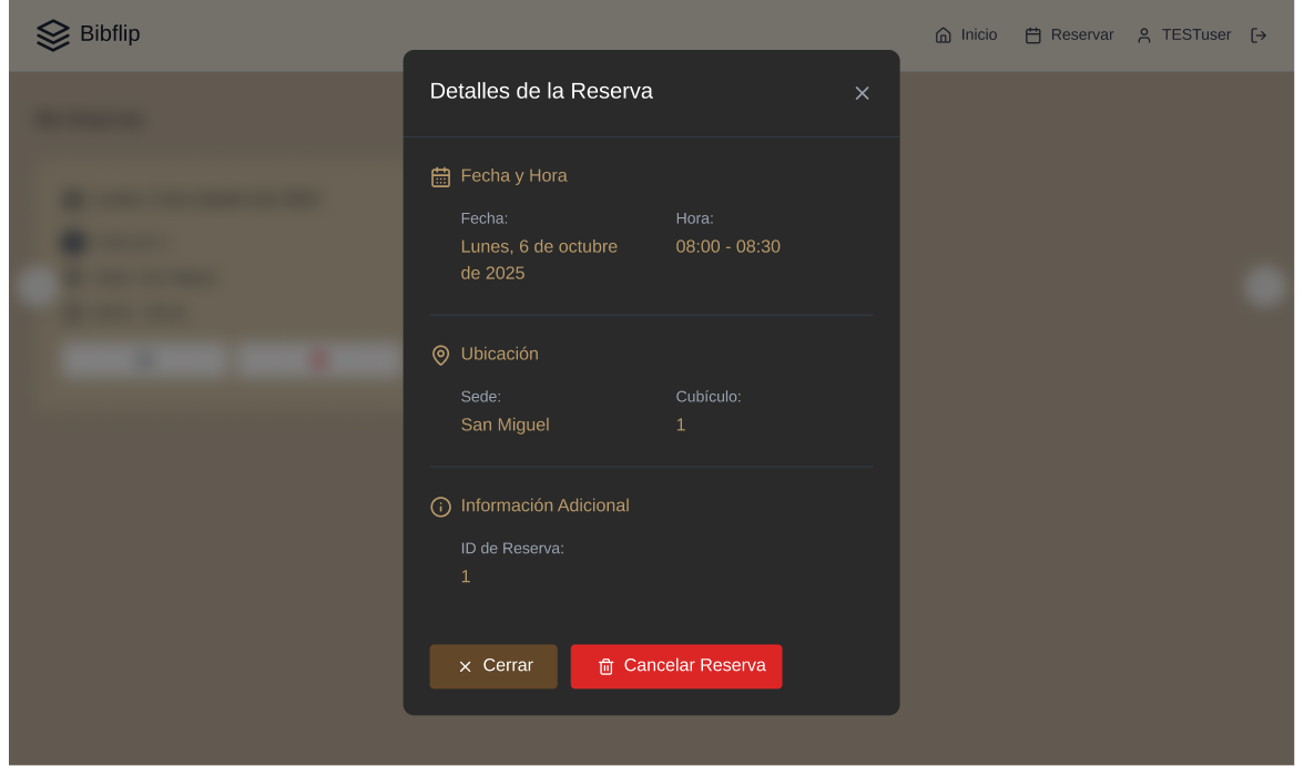 Detalles de la Reserva - Estudiante