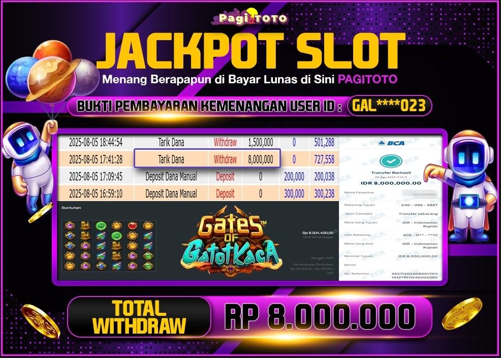 HAPPY JACKPOT MEMBER PAGITOTO SLOT GATES OF GATOT KACA Rp 8.000.000-, - LUNAS