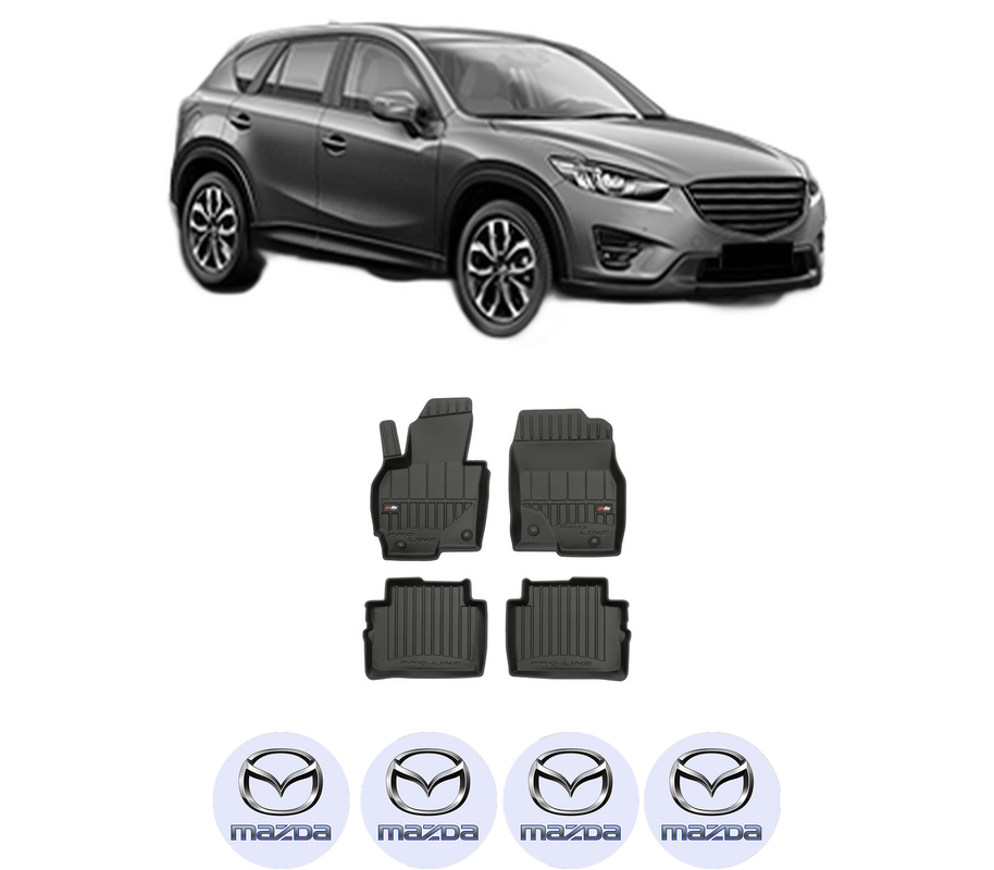 Set covorase presuri MAZDA CX-5 (KE, GH) din 2011-2017, auto, din cauciuc thermoplastic, 4 Stickere auto cu MAZDA