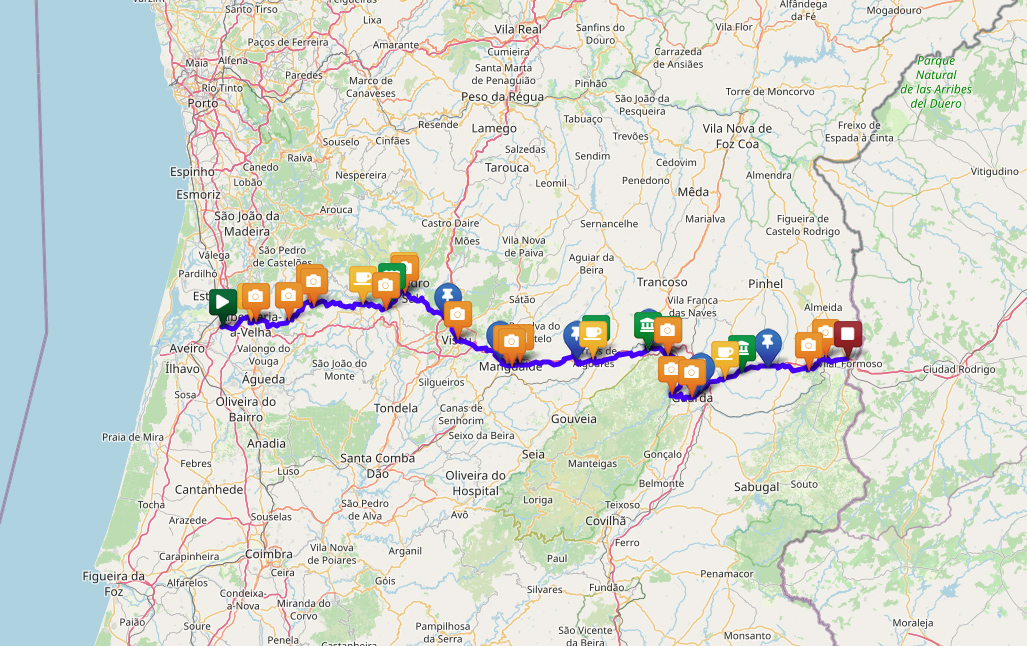 N16, Portugal de un lado a otro N16-map