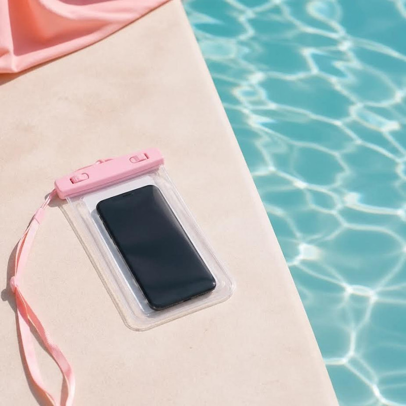 Waterproof phone pouch with lanyard