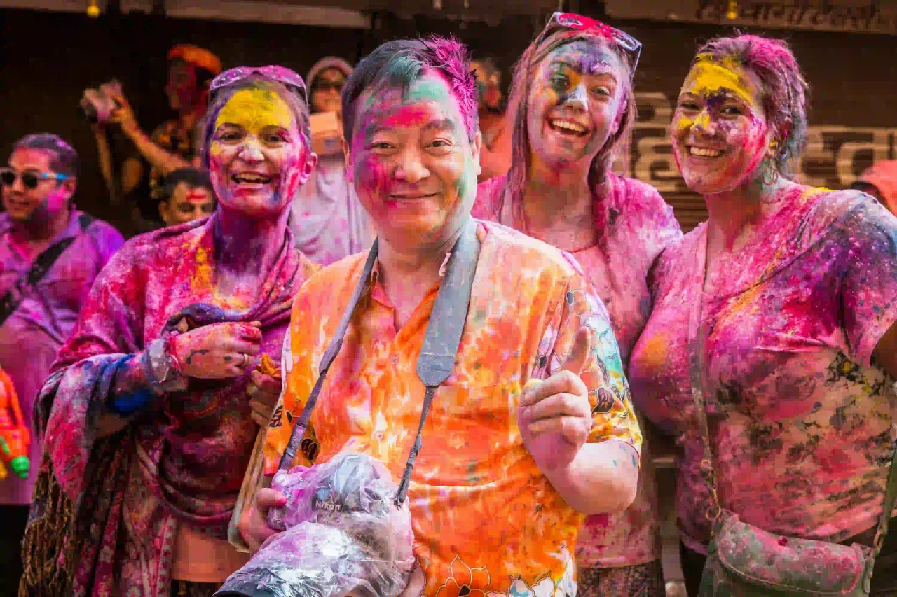 Family enjoying Holi Pushkar 2026