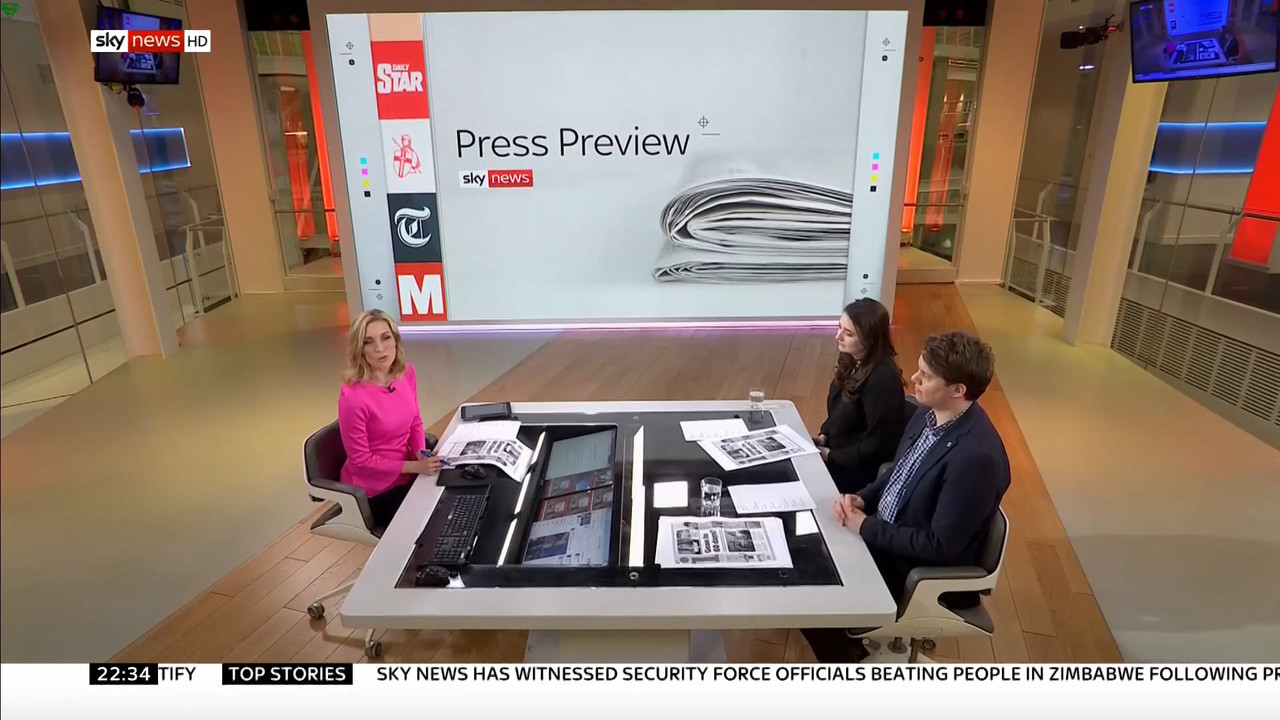 27 January - 22.00.00 - Sky News At 10. Anna Jones with the main