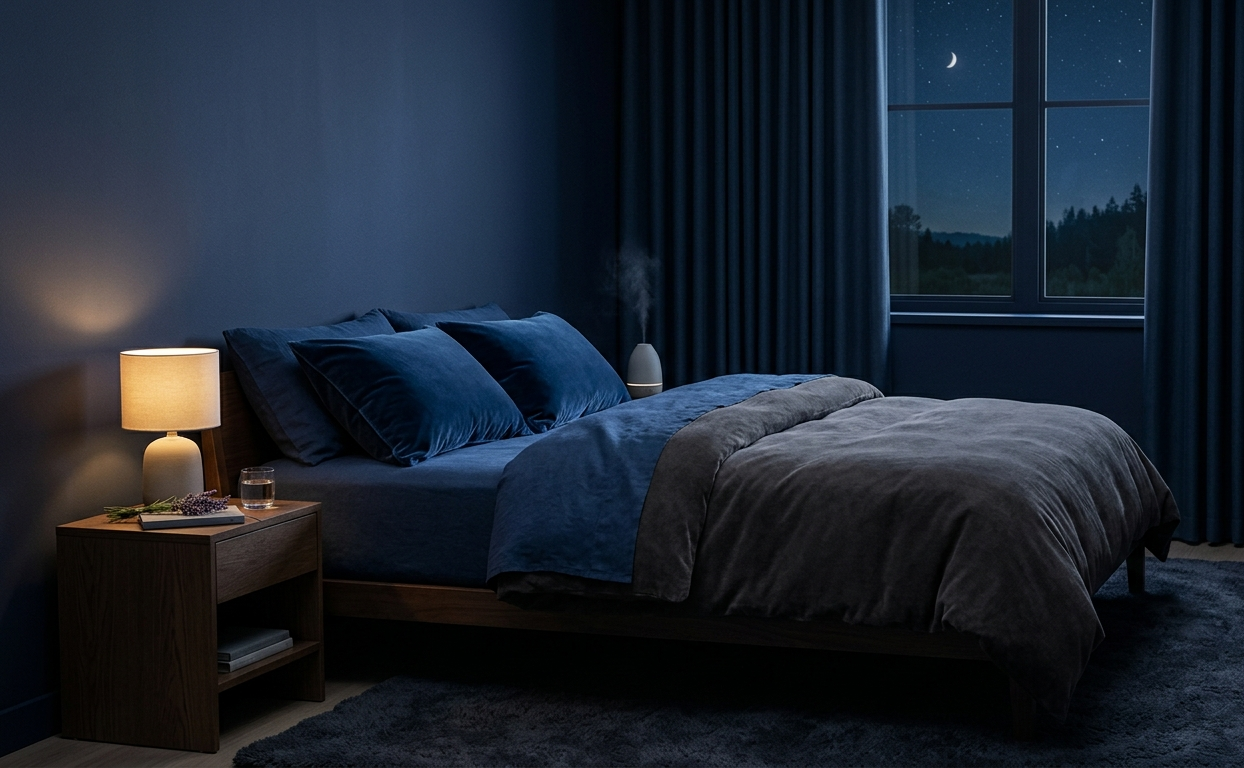 Calm night sky and moon