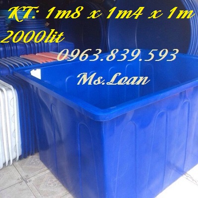 Thùng nuôi cá 2000L, bể nhựa nuôi cá chữ nhật 2000L / LH 0963.839.593 Ms.Loan Thung-nhua-nuoi-ca-hinh-chu-nhat-2000lit