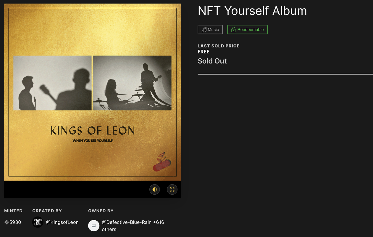 Kings of Leon NFT project on YellowHeart