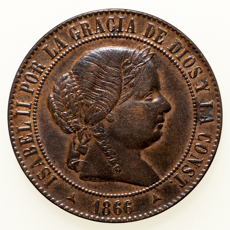 5 céntimos de escudo Isabel II. Segovia 1866. PAS6208
