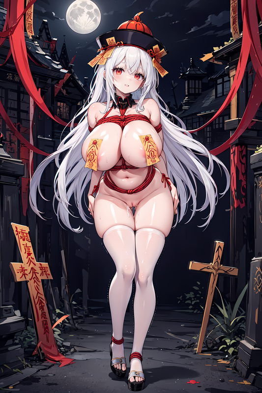 05057-2130045492-1girl,mature female,solo,huge breasts,sagging breasts,_jiangshi, no bra, cleavage,
