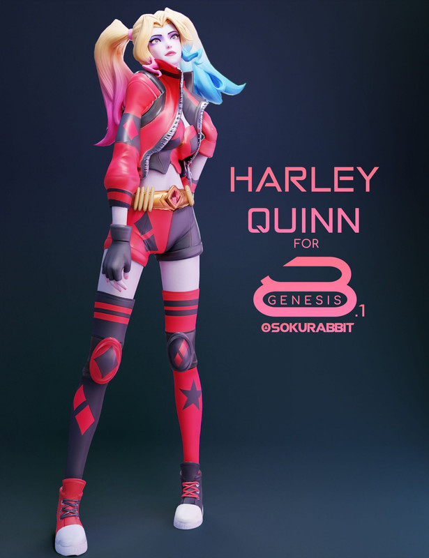 Harley Quinn For Genesis 8 and 8.1 Female (Arena of Valor)