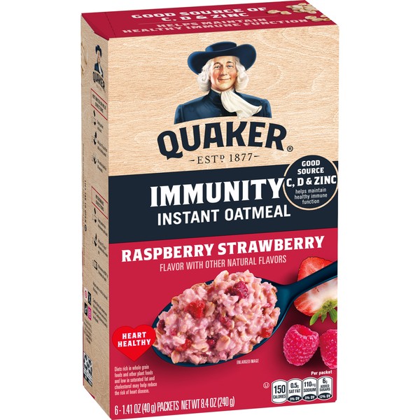 Quaker Immunity Instant Oatmeal Raspberry Strawberry 2