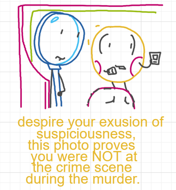 A panel from A Murder On The, episode six of the Board Boards object show by Furretwalk/WalkingFurret.