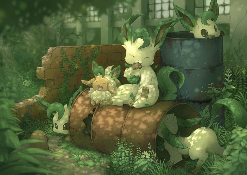 eevee-leafeon-and-diglett-pokemon-drawn-
