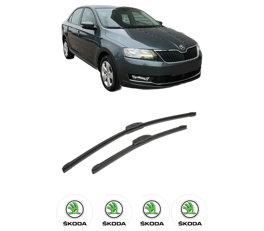 Set stergatoare auto SKODA RAPID (NH3, NK3, NK6) din 2012-2022, pentru parbriz auto, 2 bucati, Bosch Aerotwin Retrofit, din cauciuc siliconat rezistent, 4 Stickere Auto SKODA