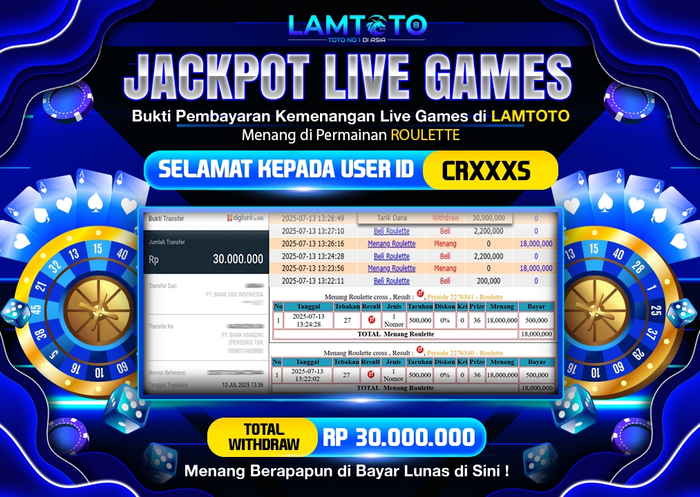 BUKTI JACKPOT LUNAS LAMTOTO
