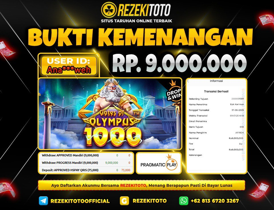 BUKTI KEMENANGAN 17 JUNI 2025 GATES OLYMPUS 9 JUTA 