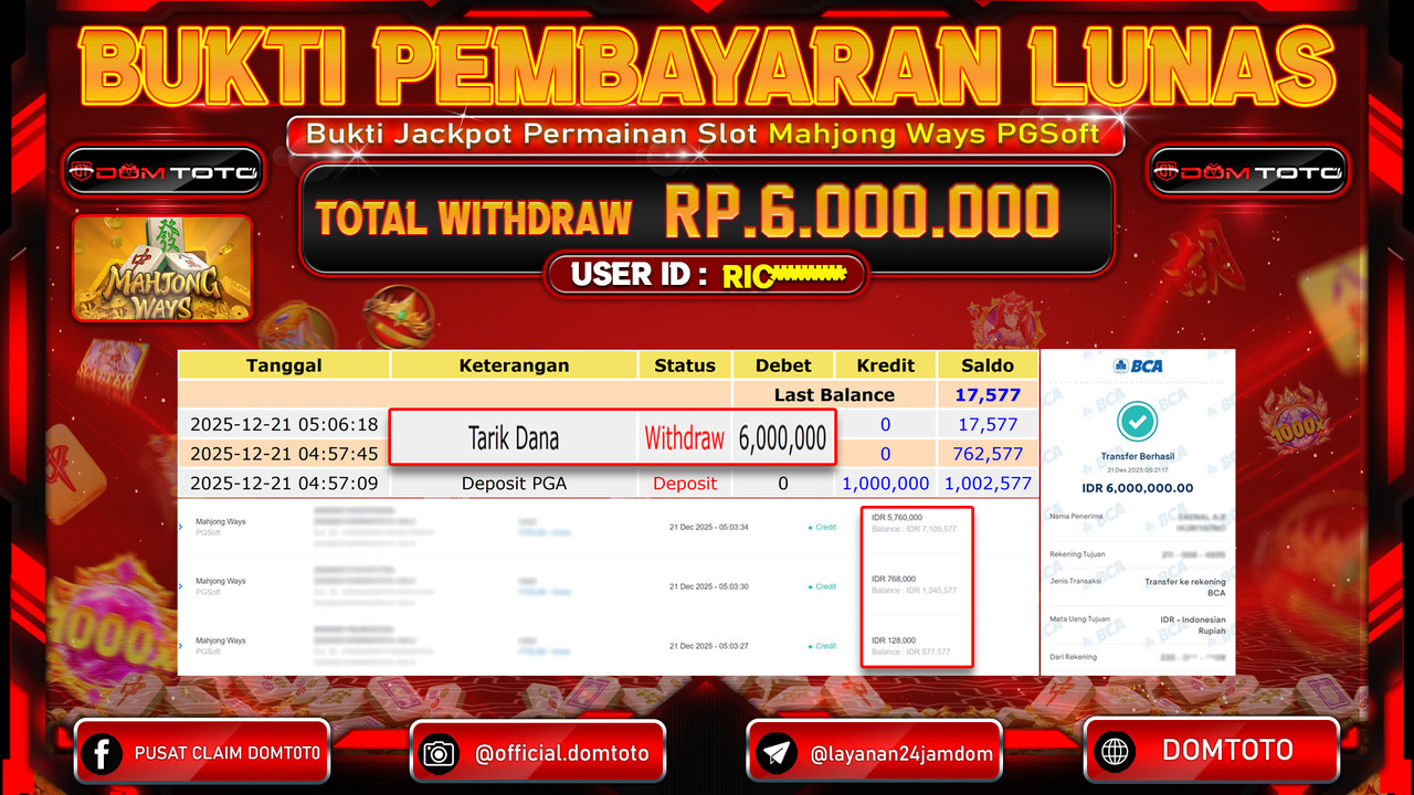 JACKPOT SLOT  Mahjong Ways PGSoft 21 DECEMBER 2025