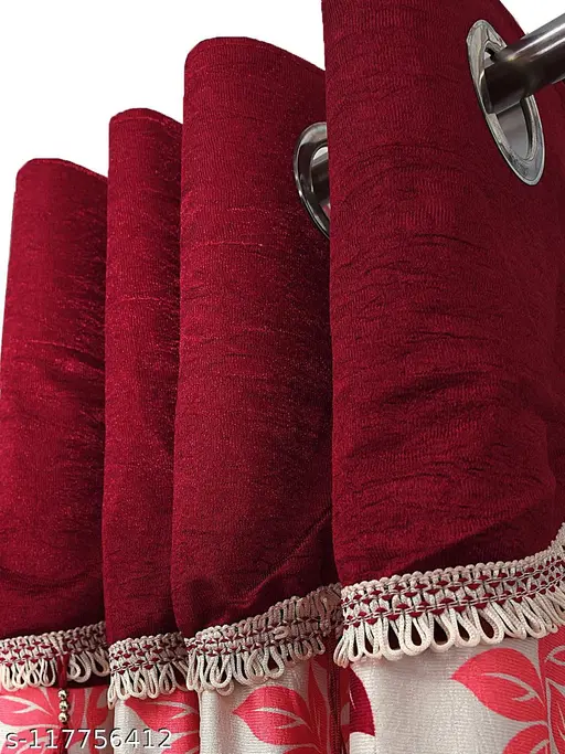 Fancy Curtain Polyester 5ft Window Pack of 2 -Maroon (R703)
