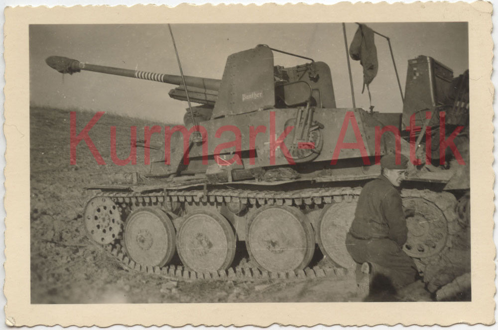Foto Wehrmacht Panzer Jäger Marder mit Namen - Panther   Abschuß