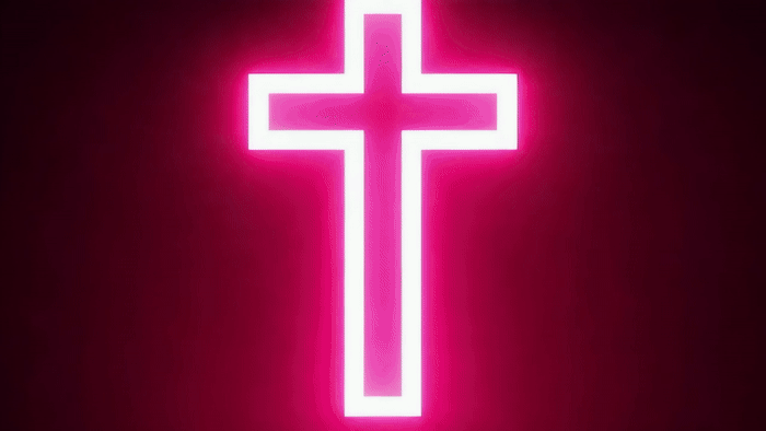 fondo de pulso de cruz de neón rojo para videos de adoración