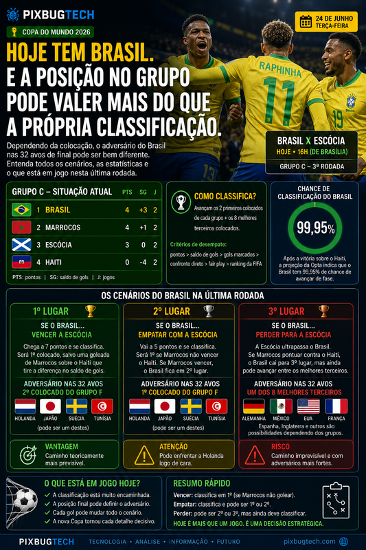 🇧🇷 Hoje tem Brasil. E a posição no grupo pode valer mais do que a própria classificação.