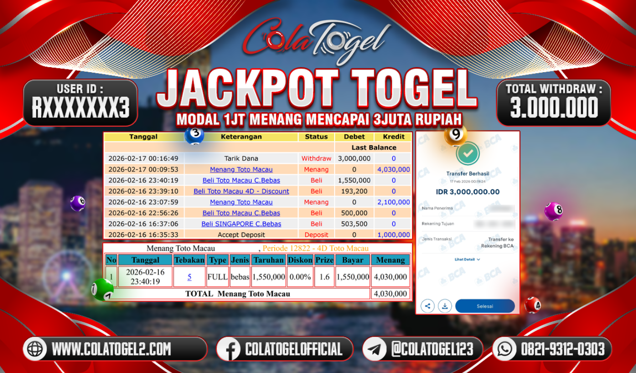 JACKPOT TOTO MACAU!! 