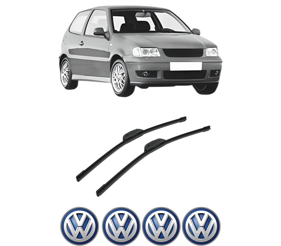 Set stergatoare auto Volkswagen POLO (6N2) din 1999-2001, pentru parbriz auto, 2 bucati, Bosch Aerotwin Retrofit, din cauciuc siliconat rezistent, 4 Stickere Auto Volkswagen