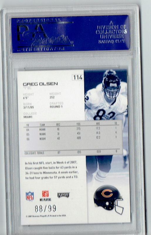 2007 Playoff NFL Greg Olsen Playoffs 10 (back)