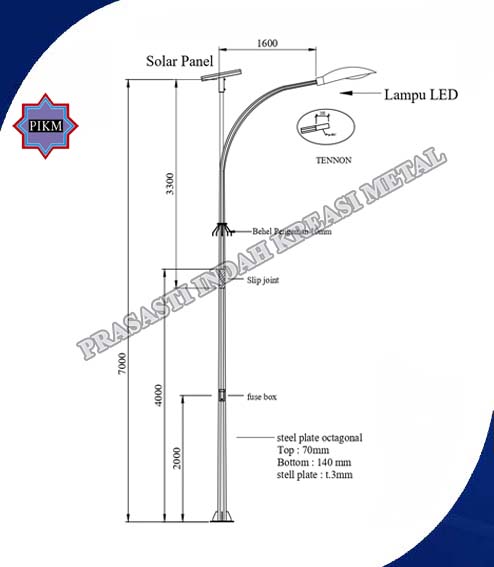 Tiang Lampu Jalan Pju Oktagonal Antik Solar Cell
