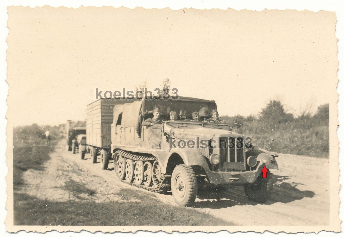 Foto Panzer Halbkette Anhänger Zugmaschine Wehrm