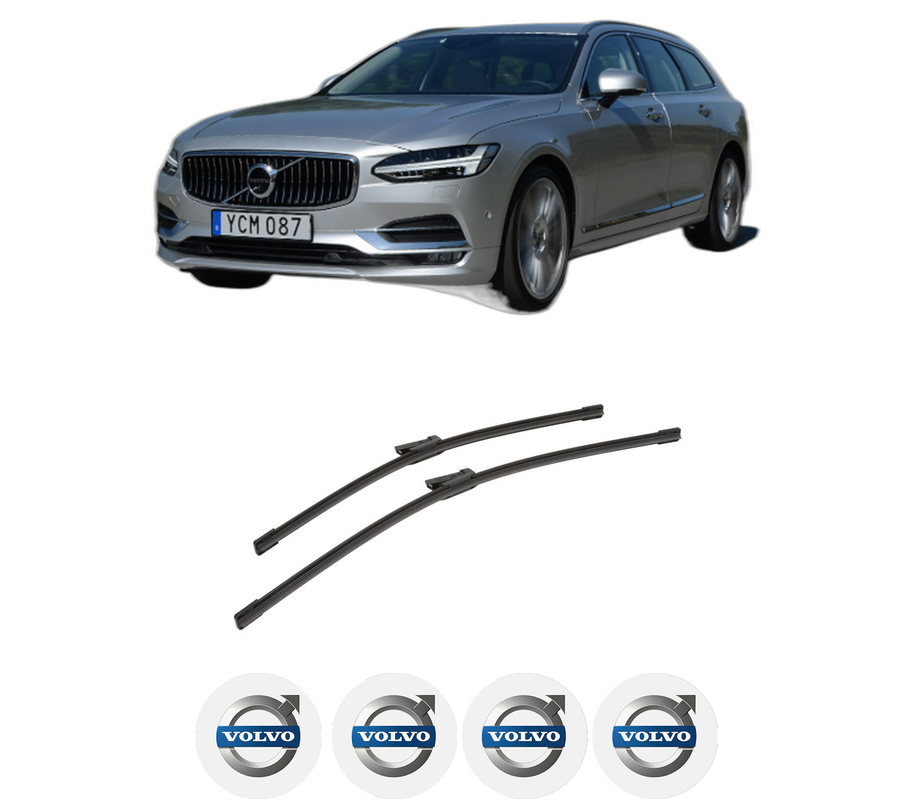 Set stergatoare auto VOLVO V90 II Estate (235) din 2016-2022, pentru parbriz auto, 2 bucati, Bosch Aerotwin, din cauciuc siliconat rezistent, 4 Stickere Auto VOLVO