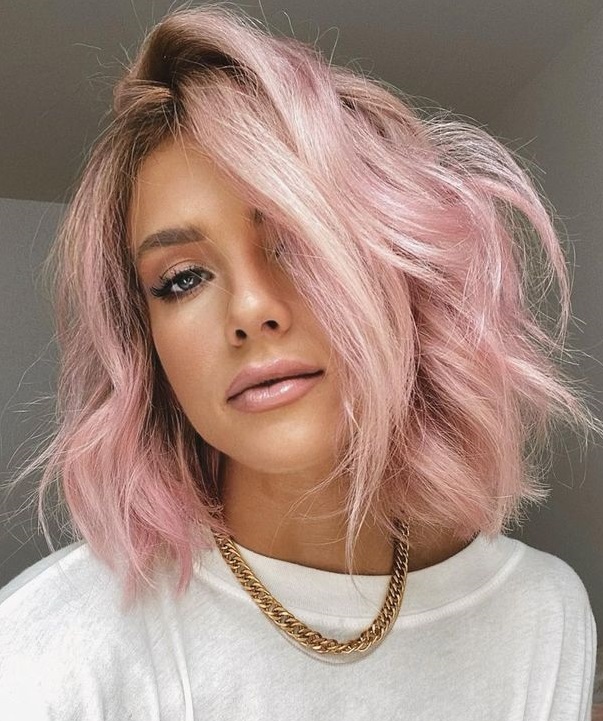 Ombre pastel pink hair colour