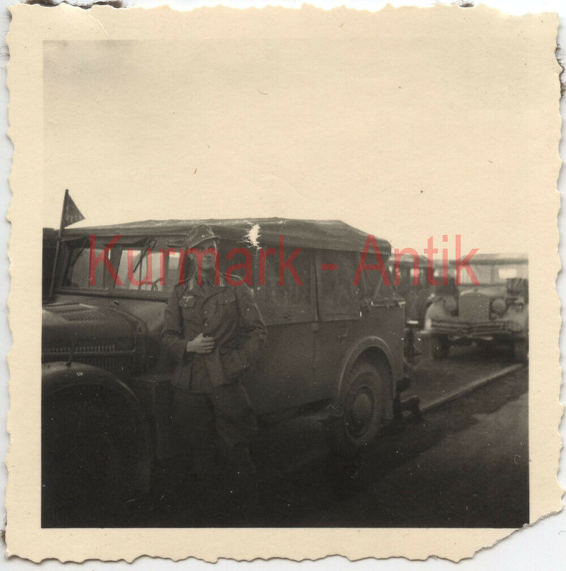 Foto Wehrmacht DAK Afrika Front PKW Auto Kübel Horch Wimpel Stan
