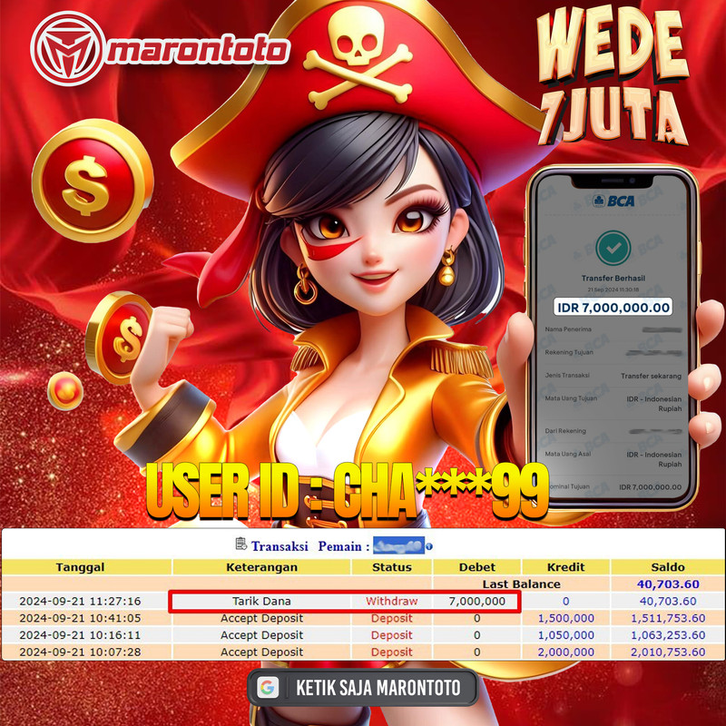 Bukti Kemenangan Member Marontoto Sebesar 7 JUTA