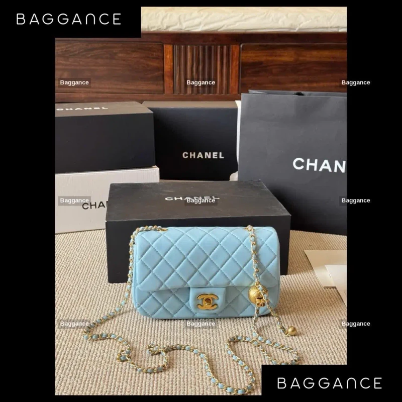 Chanel Gold Ball Square Bag Full Box Size 20cm - EVCHFW-075
