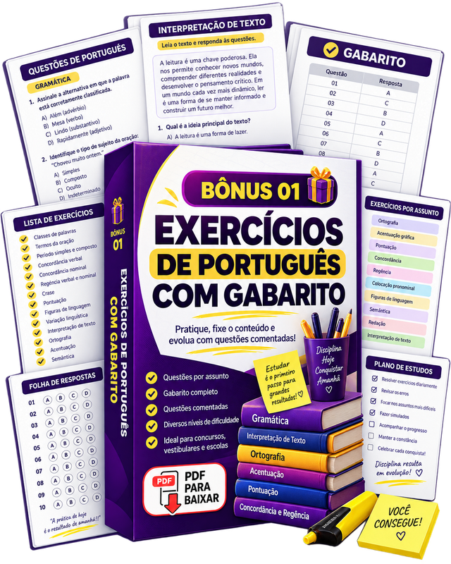 Bônus 01: Exercícios de Português com Gabarito em PDF