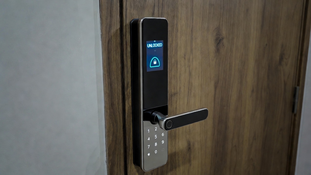 Aqara U300 smart lock with integrated fingerprint sensor on the handle