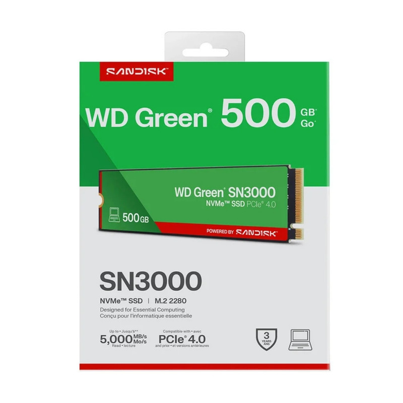 DISCO SOLIDO SSD M.2 SANDISK 500GB WD GREEN SN3000 5.000MB/S NVME PCIE GEN4 X4