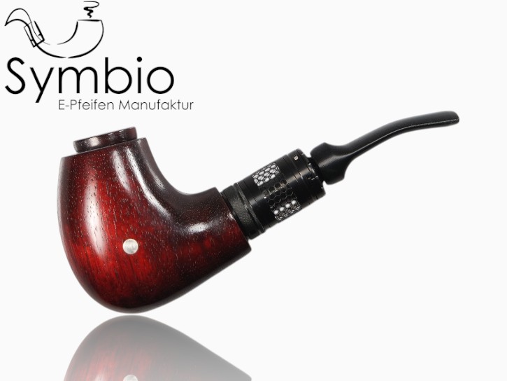 Luna Cherry E-Pfeife aus Black Limba in klassischer Half-Bent-Form, handgefertigt mit veredelter Holzoberflaeche