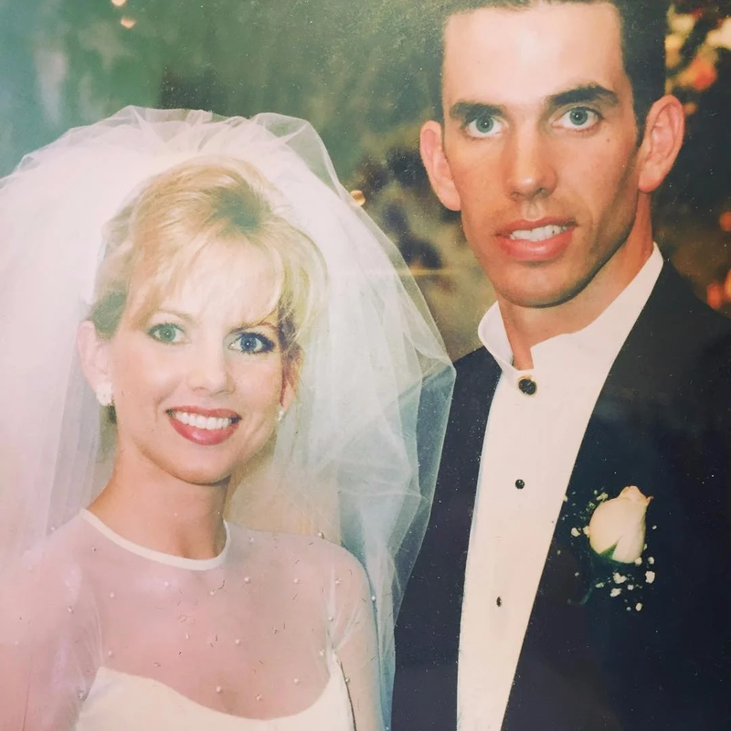 Shannon Bream with her husband during their wedding