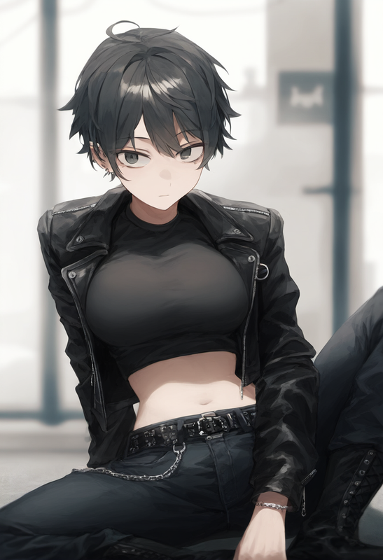 depth of field, 1girl, [[tall]],  large breasts, short hair, black hair, black l s-2678610749