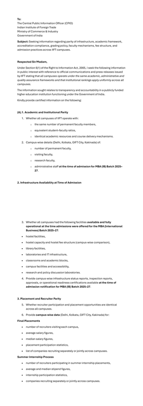 RTI To IIFT