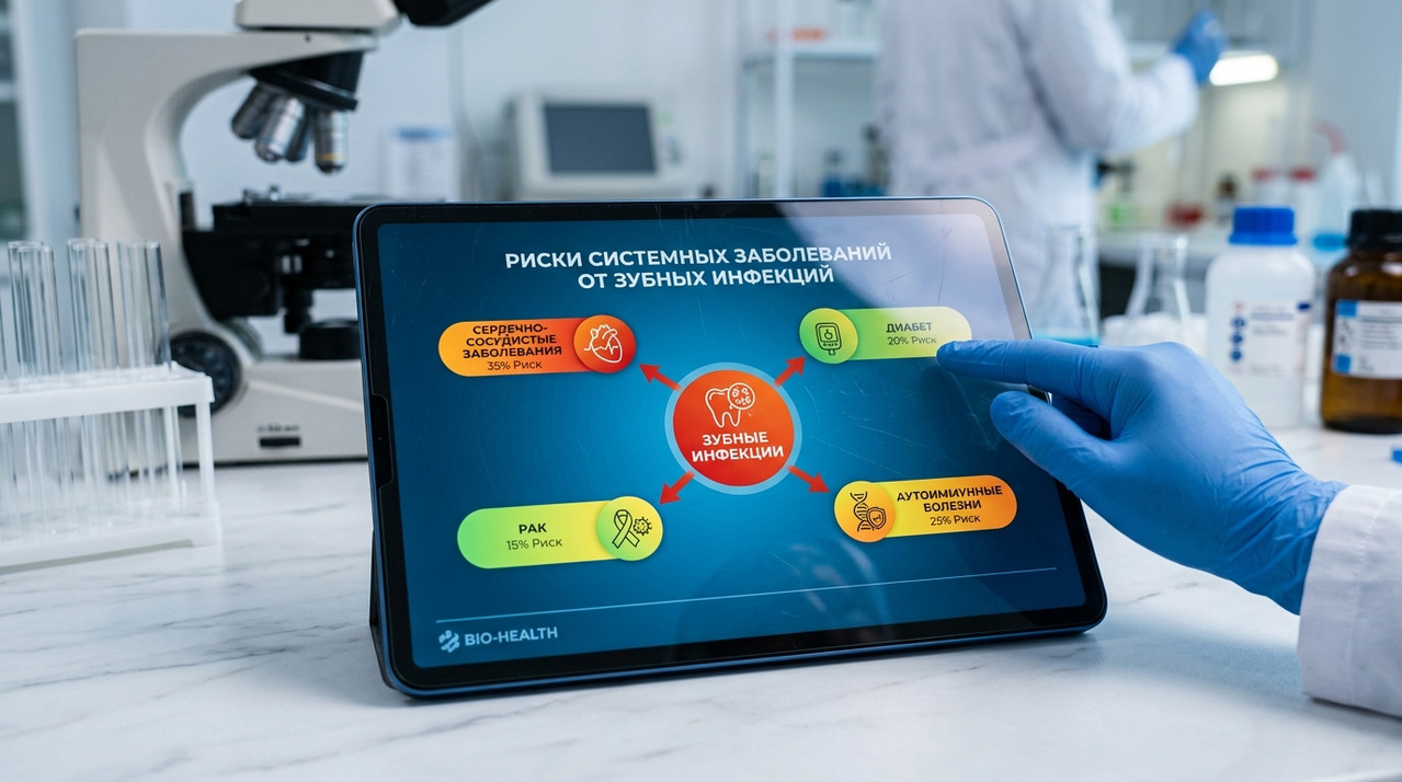 Диаграмма рисков системных заболеваний от зубных инфекций